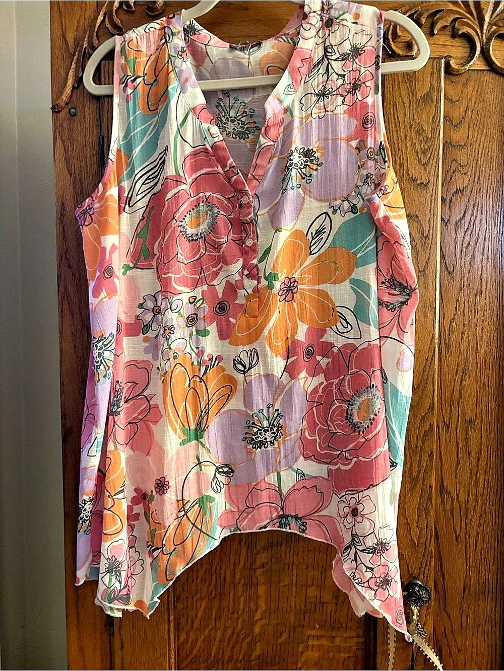 ninety clothing co Floral Asymmetrical Tunic in Pink & Purple Like New